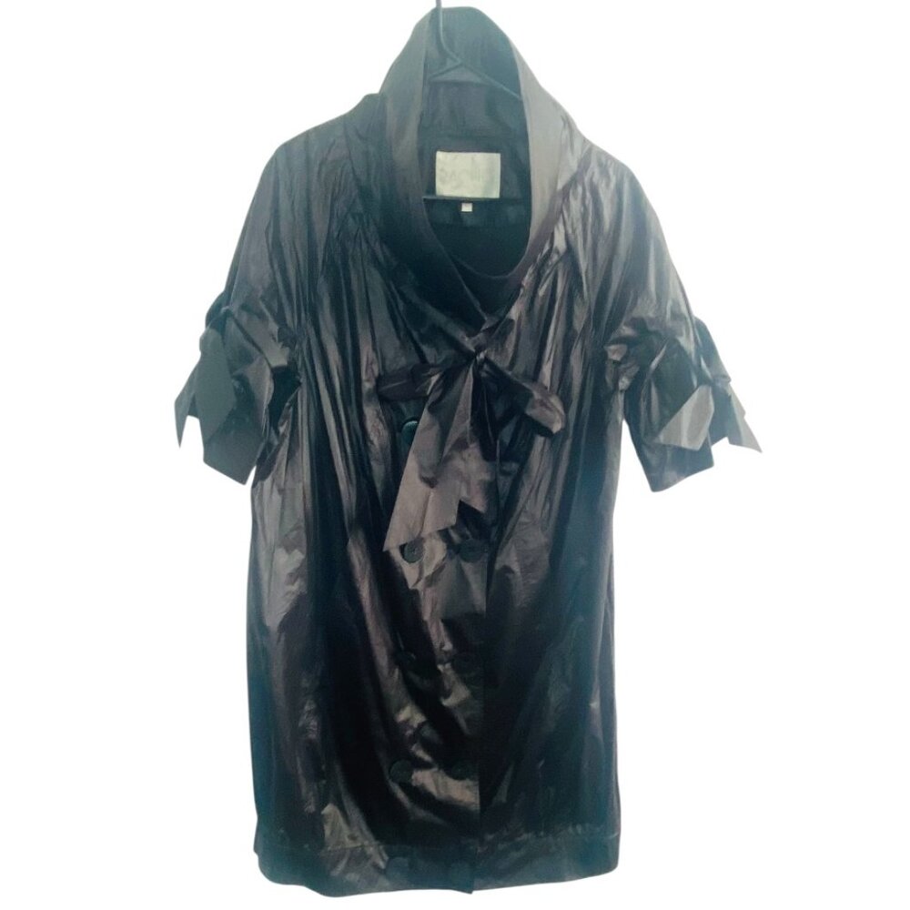 Innovative and Glamorous Rachel Roy Black Blouse-Cape Crafted from nylon.